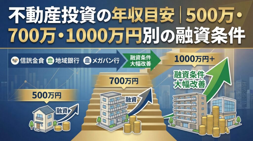 【まとめ売り】不動産融資 不動産投資の年収目安｜500万・700万・1000万円別の融資条件 | 会社