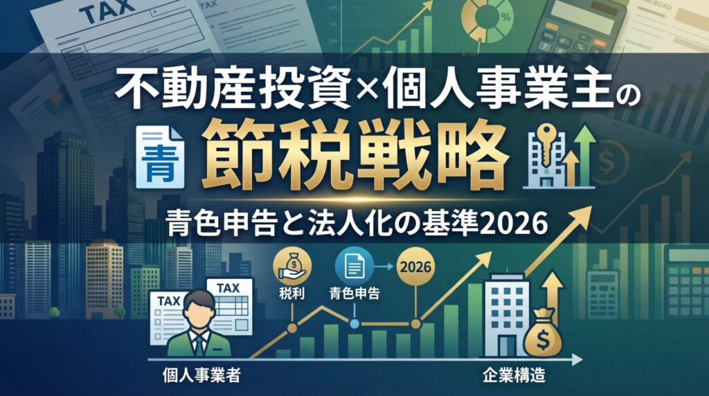 不動産投資×個人事業主の節税戦略|青色申告と法人化の基準2026