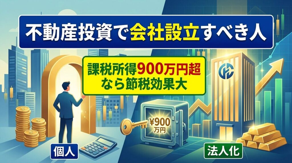 不動産投資で会社設立すべき人|課税所得900万円超なら節税効果大