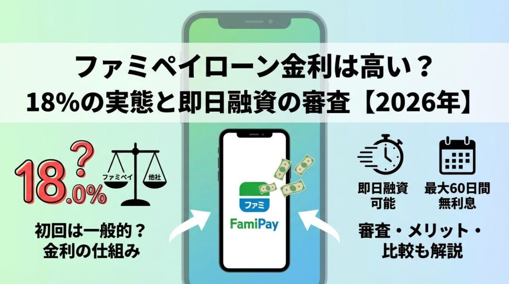 ファミペイローン金利は高い?18%の実態と即日融資の審査【2026年】